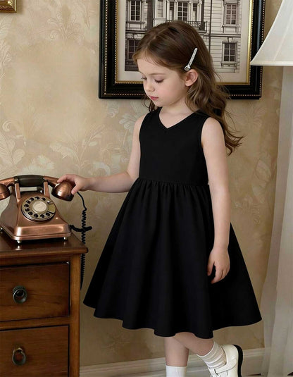 Girls Premium Premium Lawn Cotton V-Neck Sleeveless A-Line Casual Dress