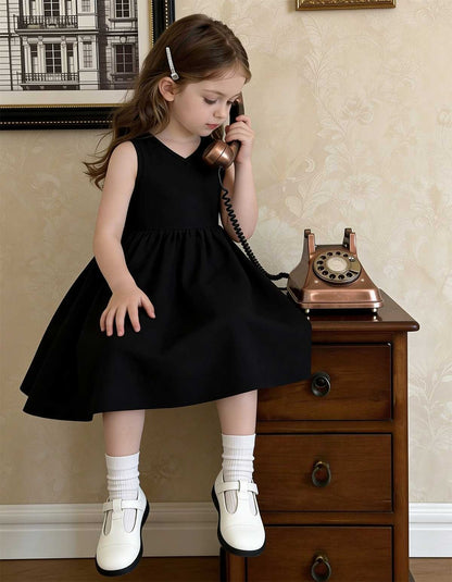 Girls Premium Premium Lawn Cotton V-Neck Sleeveless A-Line Casual Dress