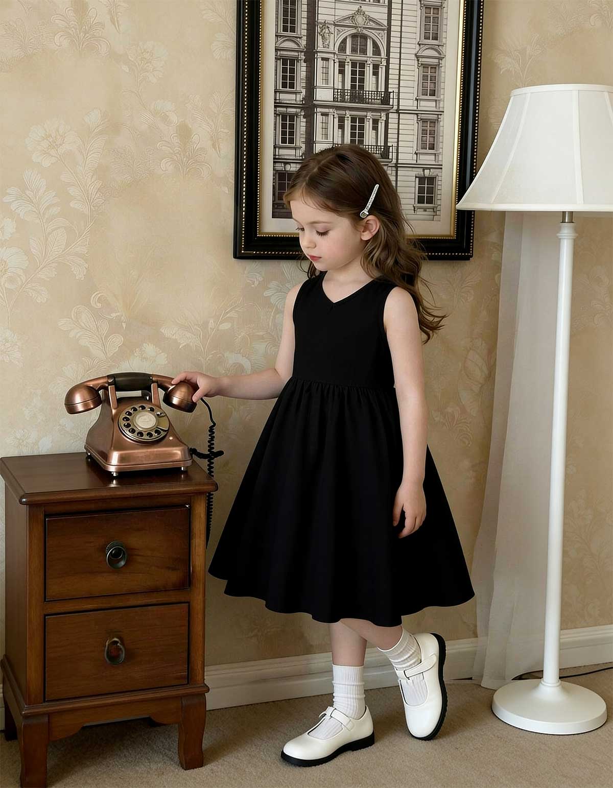 Girls Premium Premium Lawn Cotton V-Neck Sleeveless A-Line Casual Dress