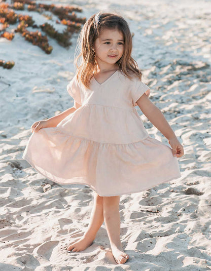 Little Bloom Pure Linen Tiered Summer Frock