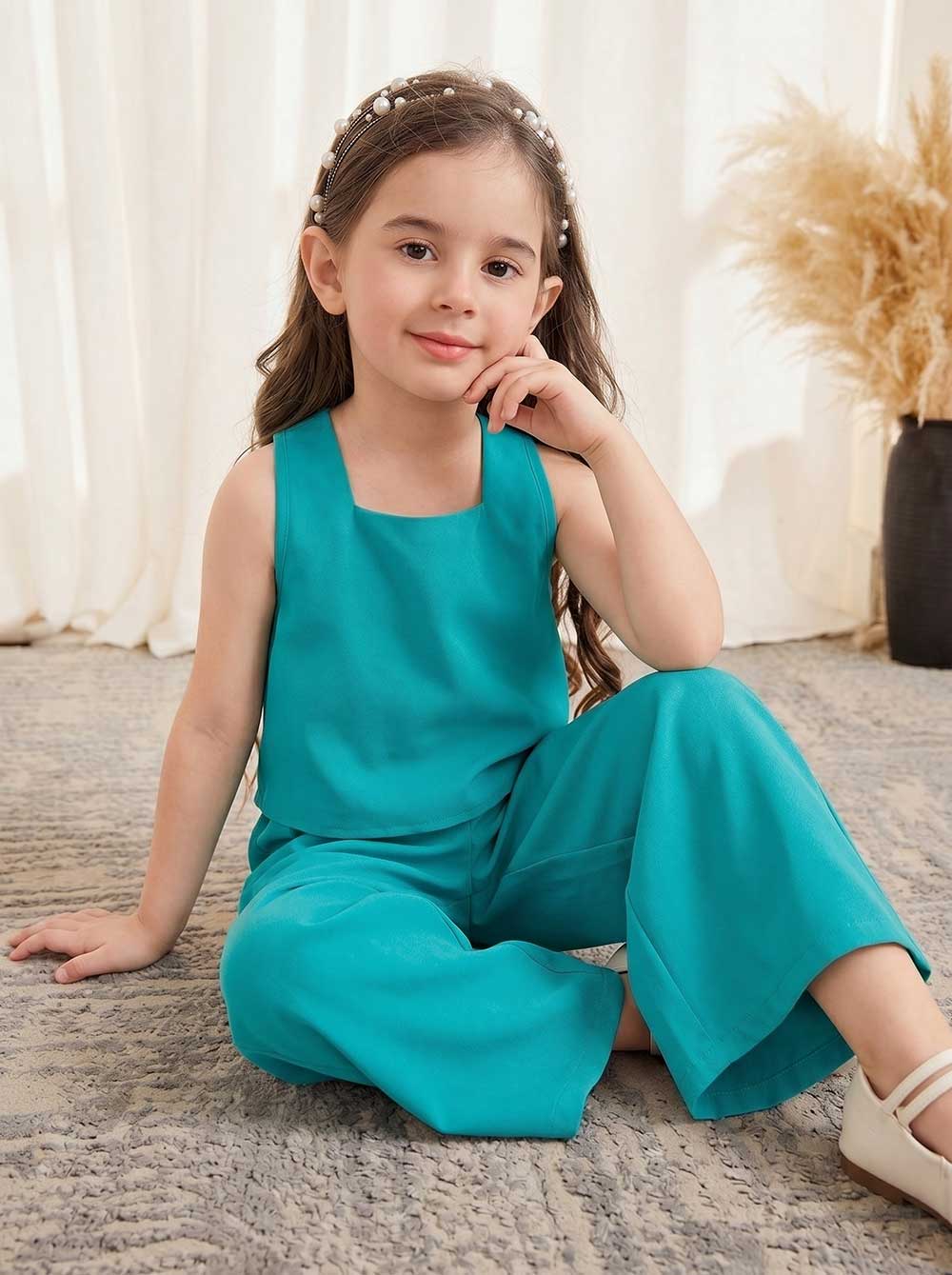 Girls Solid Magenta 2-Piece Cotton Co-Ord Set