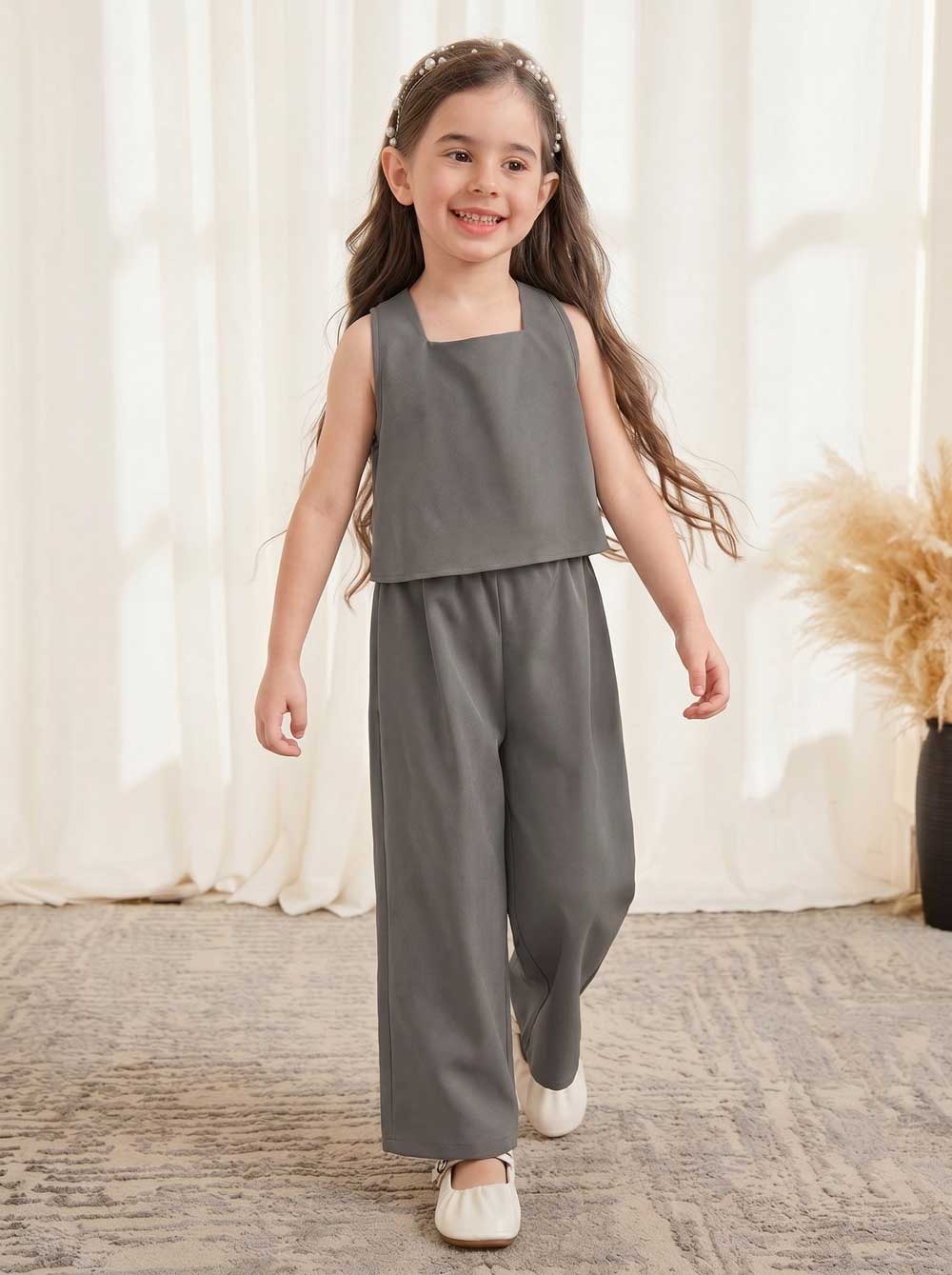 Girls Solid Magenta 2-Piece Cotton Co-Ord Set
